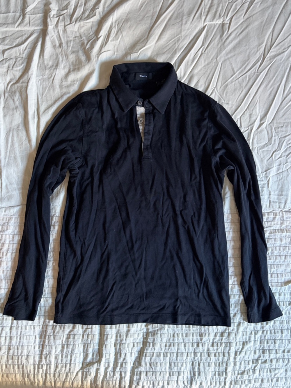 Theory Black Long-Sleeve Polo Shirt